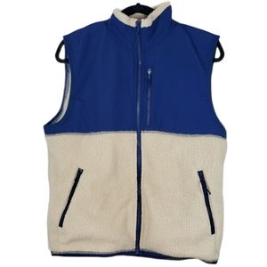 J CREW Men's blue/cream utility vest Medium Excellent Condition